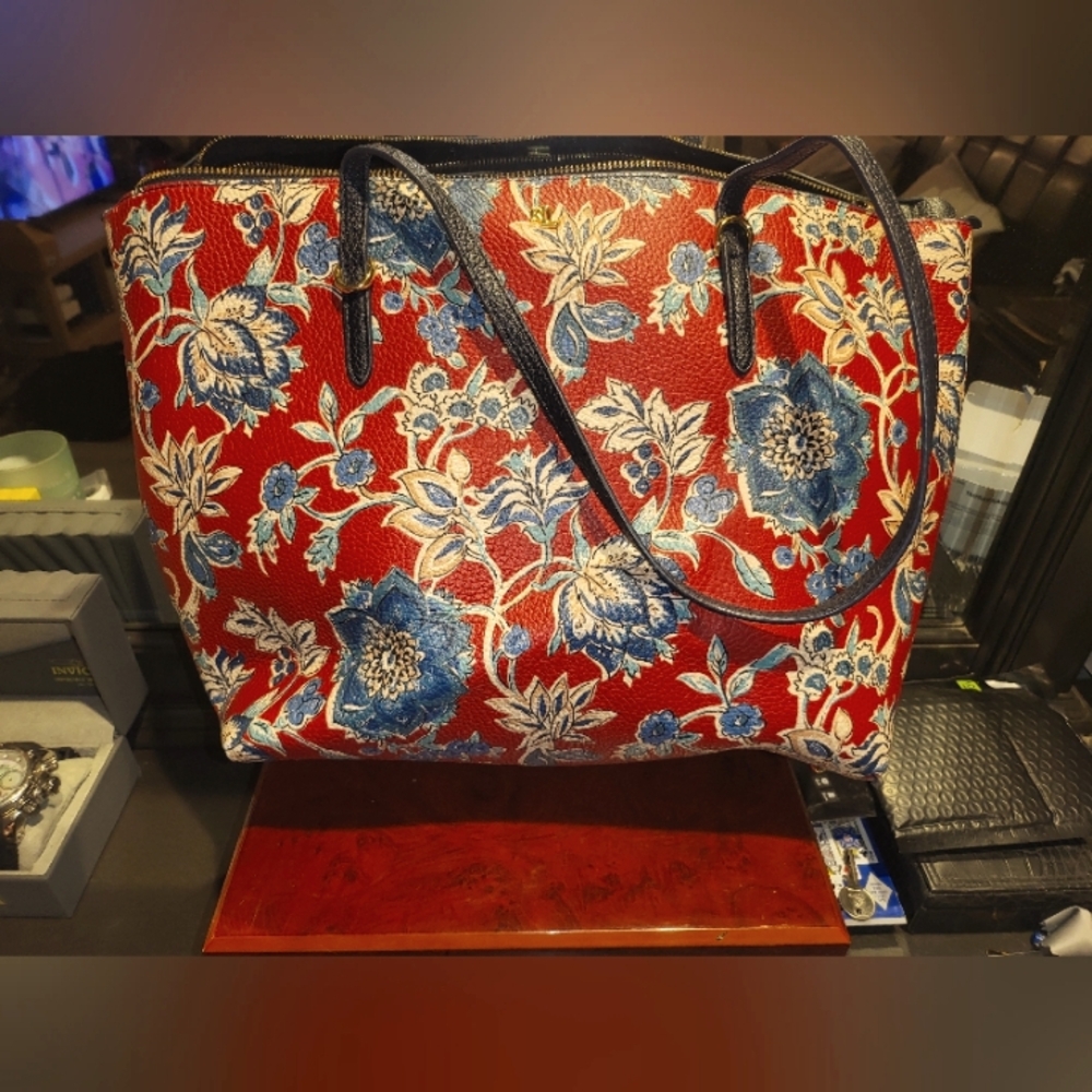 Ralph Lauren Floral Red and Blue Women's Tote Bag